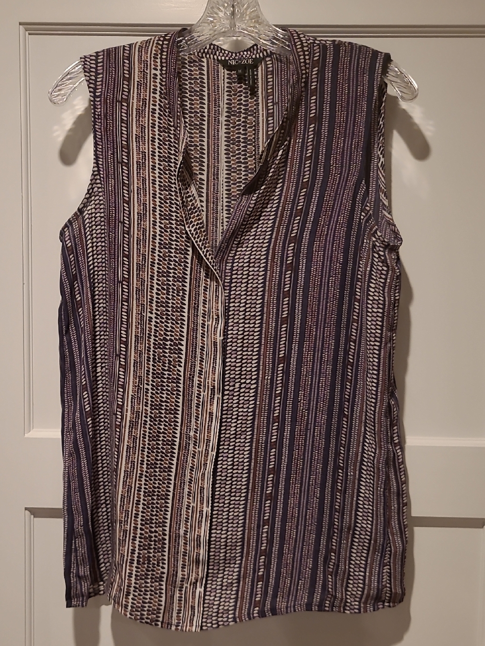 NIC+ZOE Sleeveless Vertical Stripe Camisole in Purple and Cream